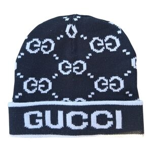 Gucci Black and White Knit Beanie
